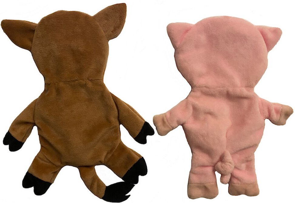 Piggy Poo and Crew Pig and Boar Paper Crinkle Squeaker Toy， 2 count