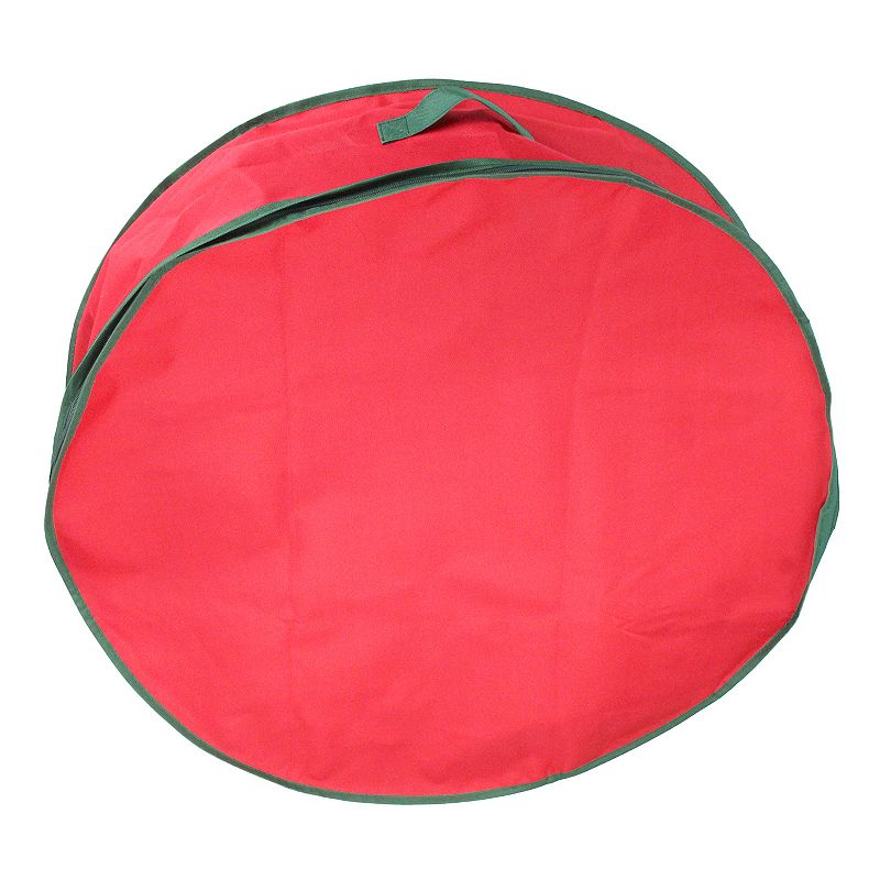 24” Red and Green Christmas Wreath Storage Bag