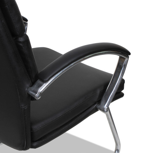 Alera Neratoli Slim Profile Guest Chair， Faux Leather， 23.81 x 27.16 x 36.61， Black Seat/Back， Chrome Base (NR4319)