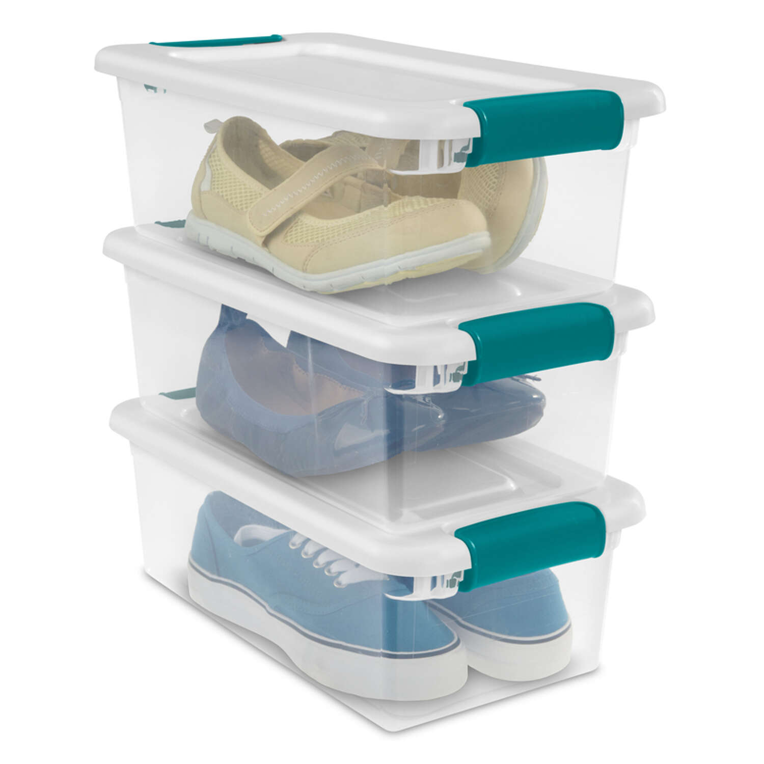 Sterilite 6 qt Clear/White Latch Storage Box 4-7/8 in. H X 14-1/8 in. W X 7-5/8 in. D Stackable