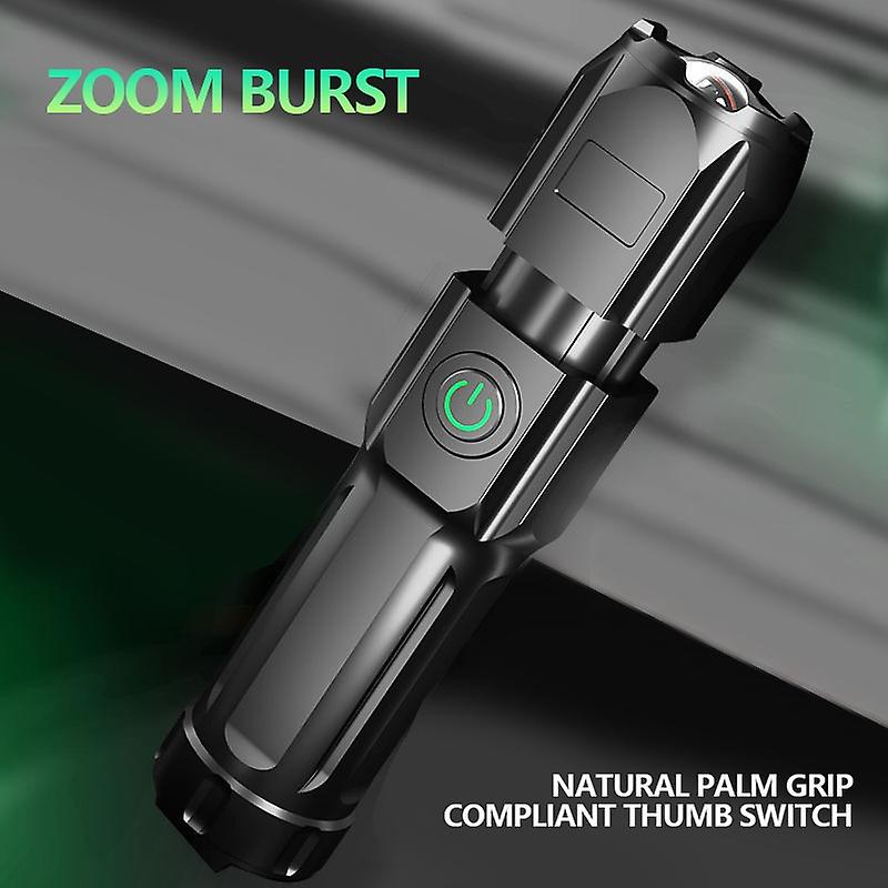 Outdoor Flashlight Portable Torch Telescopic Zoom Usb Charging Strong Flash Light Long-range