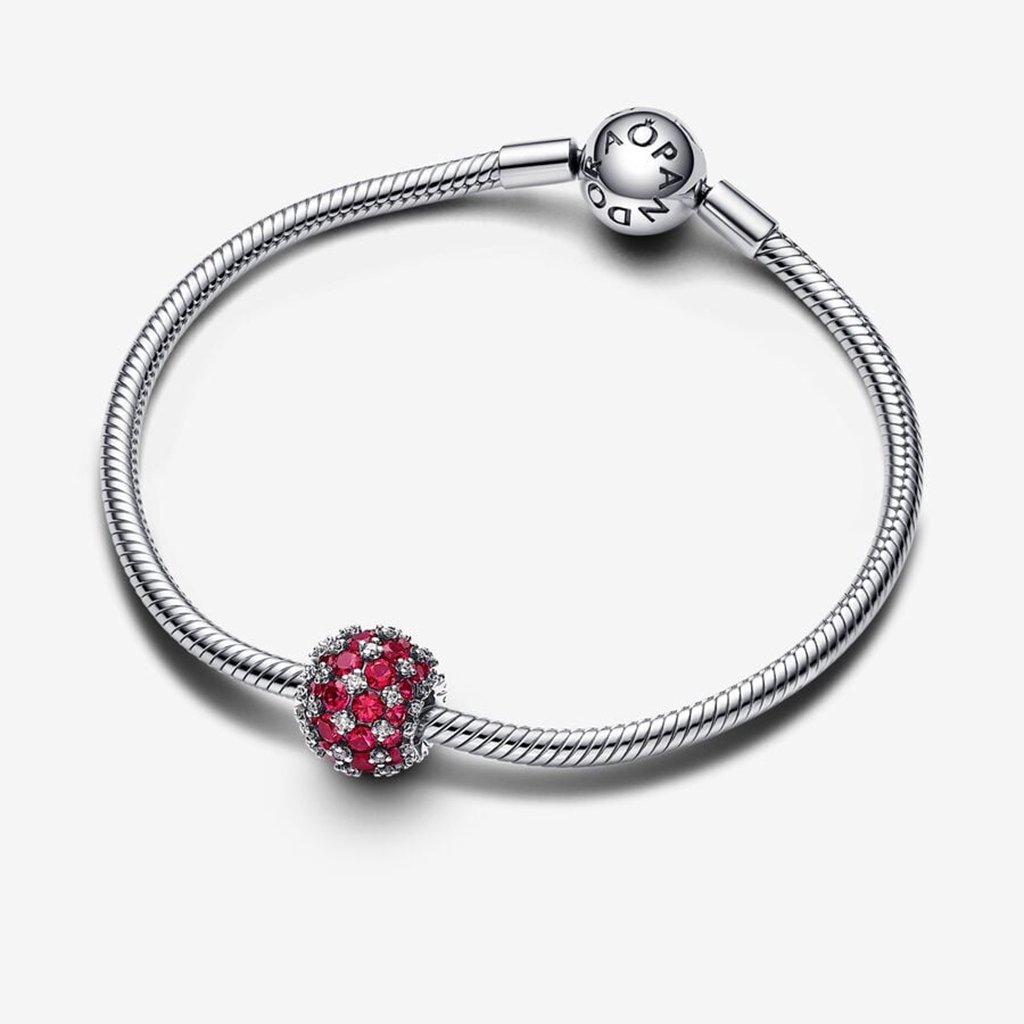 PANDORA  Sparkling Pavé Round Pink Charm  - Sterling Silver