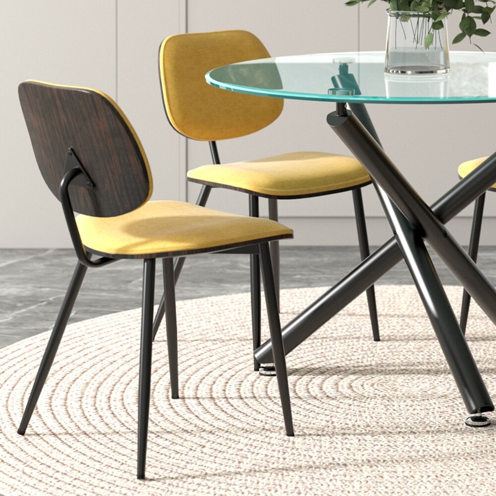 5pc Contemporary Dining Set   Black Table and Mustard Chair