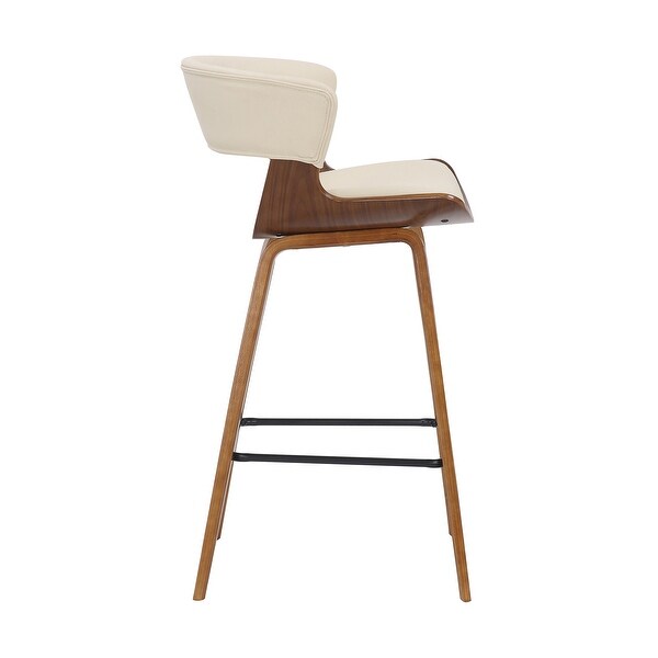 27 Inches Saddle Seat Leatherette Counter Stool， Cream and Brown