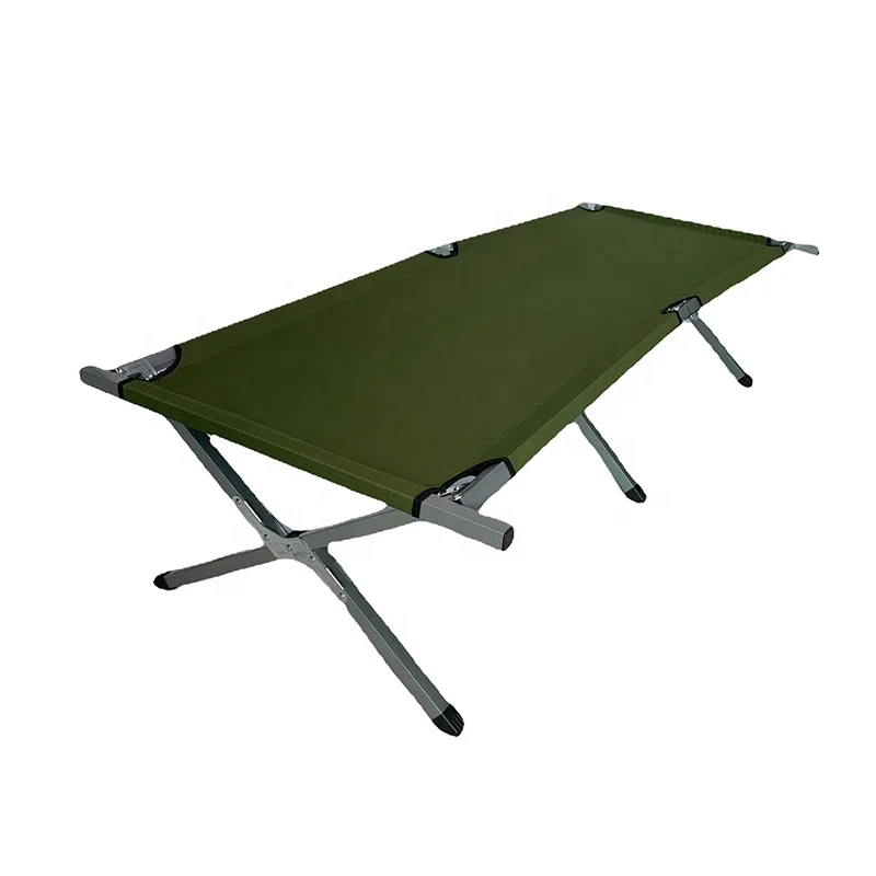 easy carrying ultralight green oxford fabric waterproof Aluminum travel hiking camping folding bed