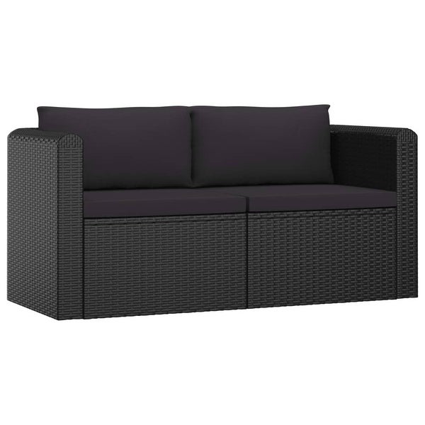 11 Piece Garden Lounge Set with Cushions Poly Rattan Black - Overstock - 35106166