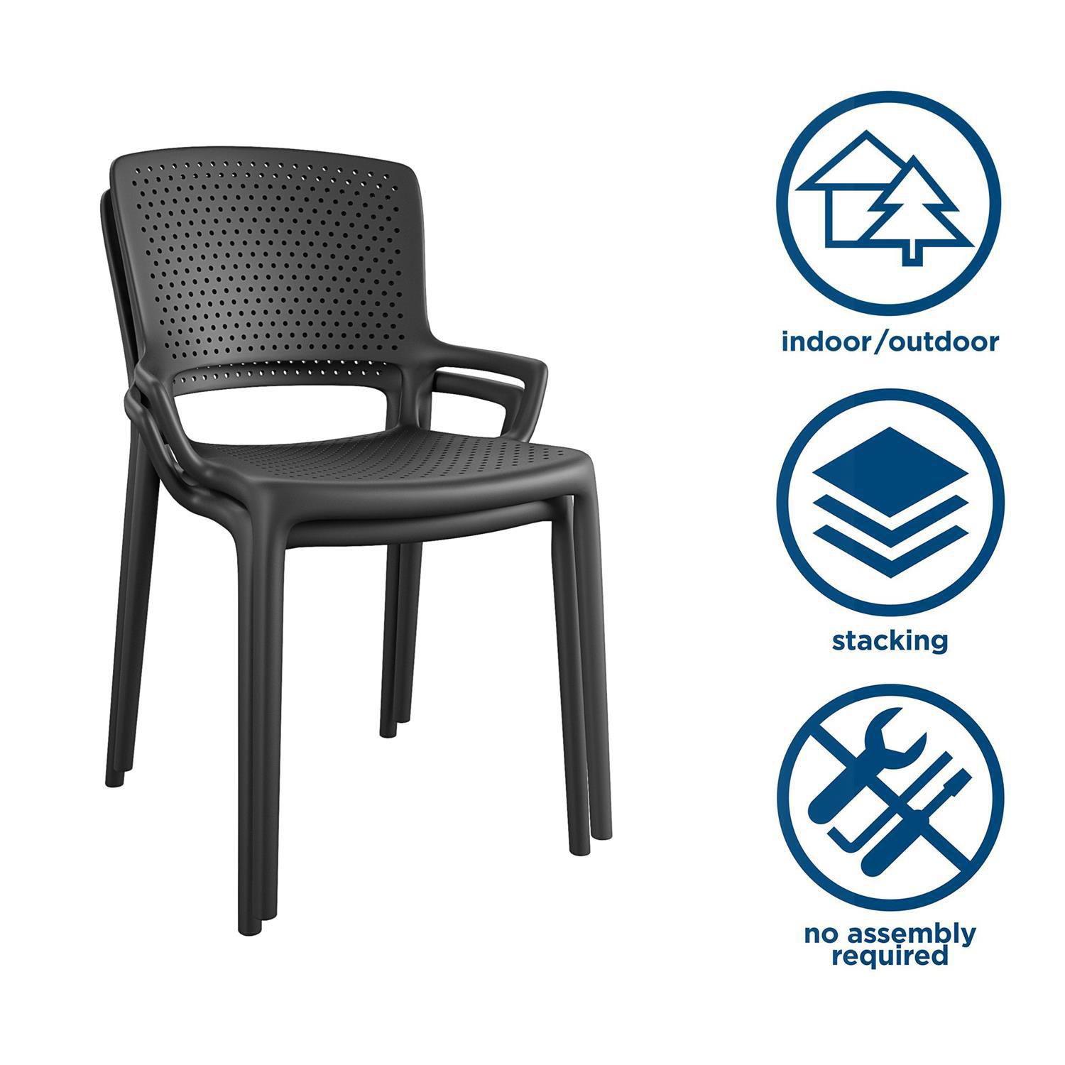 Cosco Indoor / Outdoor Square Back Stacking Resin Dining Chair 2-Piece Set