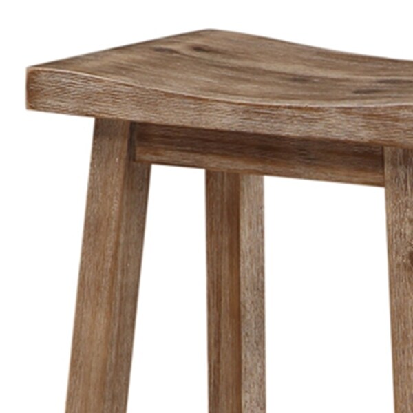 Wooden Frame Saddle Seat Counter Height Stool with Angled Legs - 24.25 H x 17.75 W x 10 L Inches