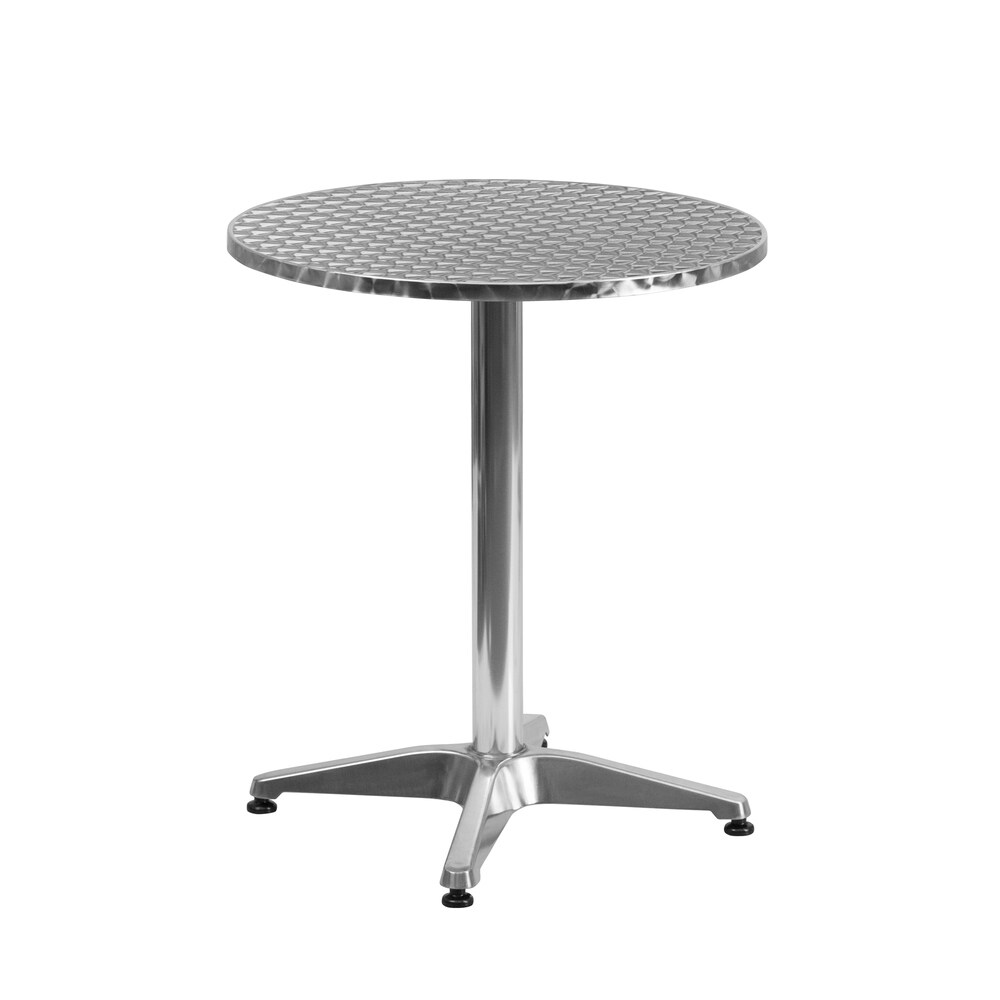 23.5 inch Round Aluminum Indoor Outdoor Table with 4 Rattan Chairs