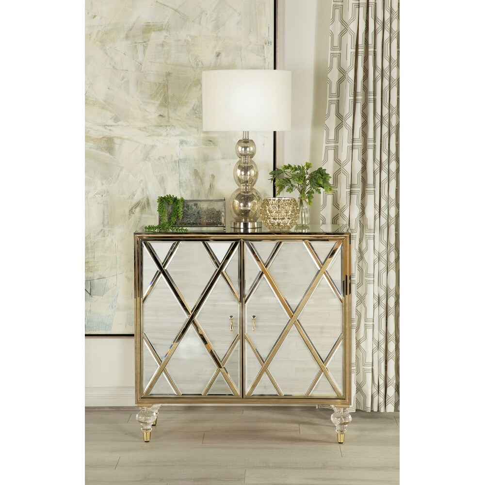 Coaster Furniture Astilbe Mirror and Champagne 2 door Accent Cabinet