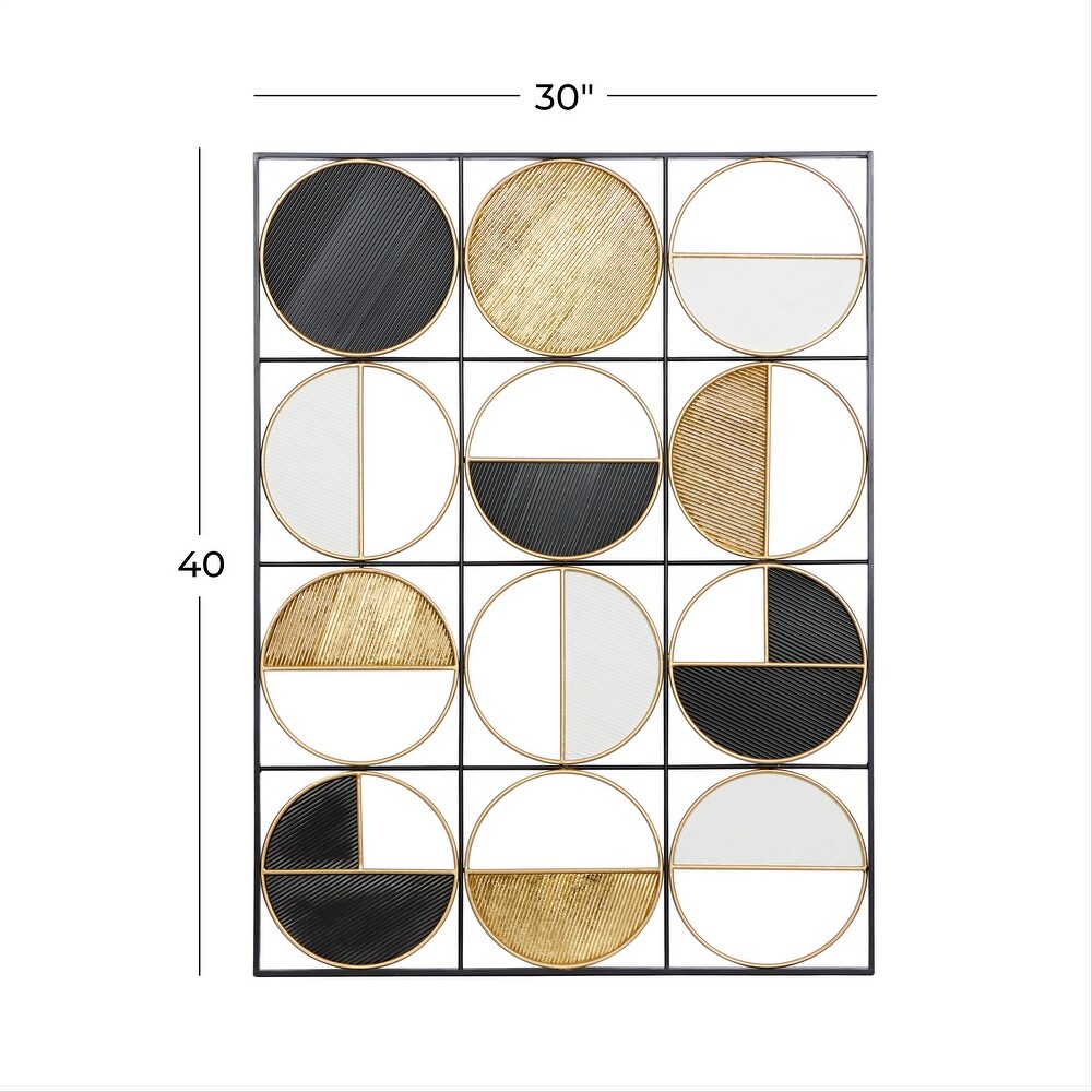 CosmoLiving by Cosmopolitan Black Metal Half Moon Geometric Wall Decor with Gold Detailing