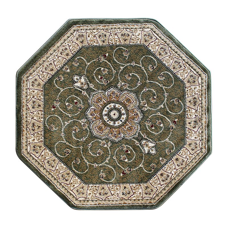 Masada Rugs Masada Rugs 7'x7' Traditional Octagon Area Rug in Green - Design B404