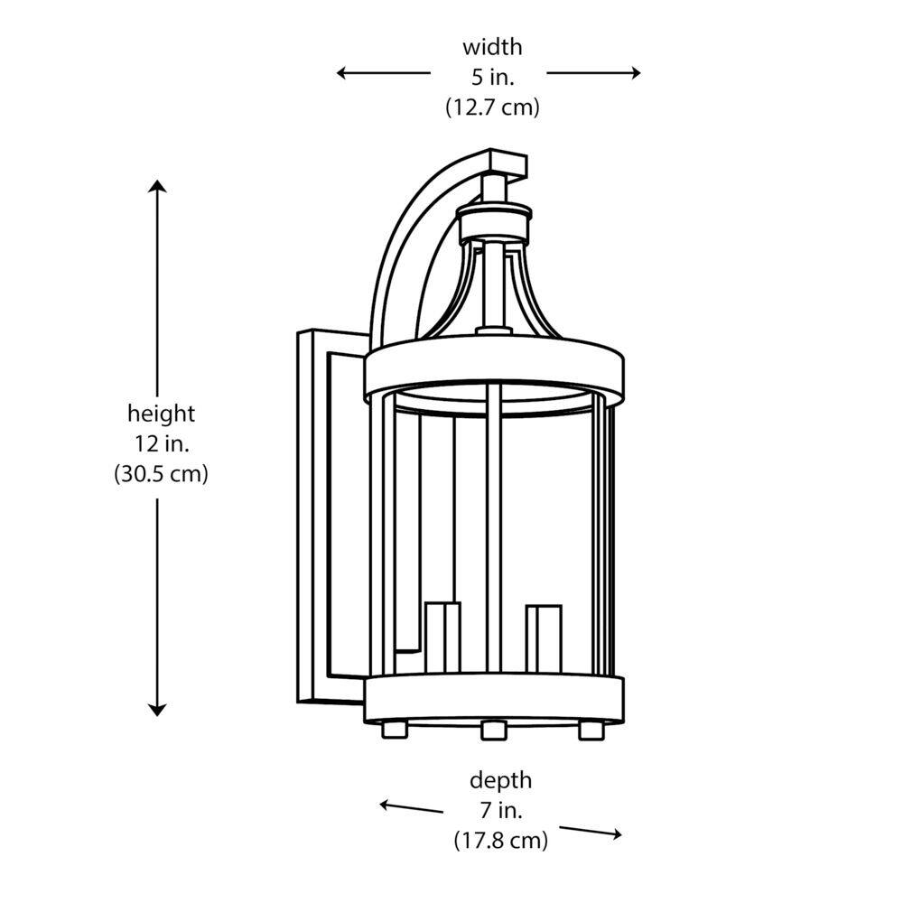 Home Decorators Collection Glastonbury Caged 12 in. 2-Light Aged Iron Outdoor Wall Light Fixture with Clear Glass DC-C3083