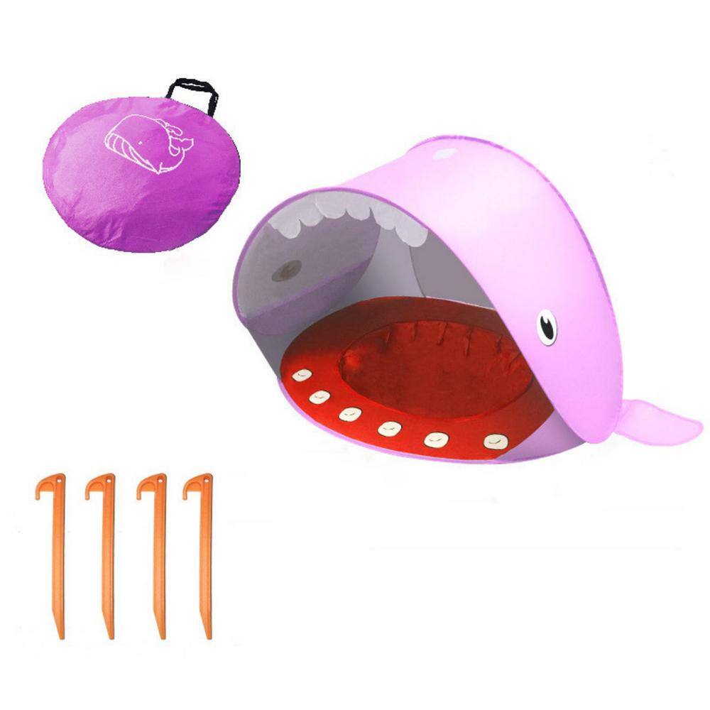 Aoibox 1-Person Pink Shark Cute Babies Beach Tent Holiday Shade Splash Tent for Babies HDDB1343