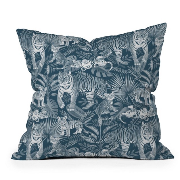 Julia Madoka Family Of Tigers Outdoor Throw Pillow Blue Deny Designs