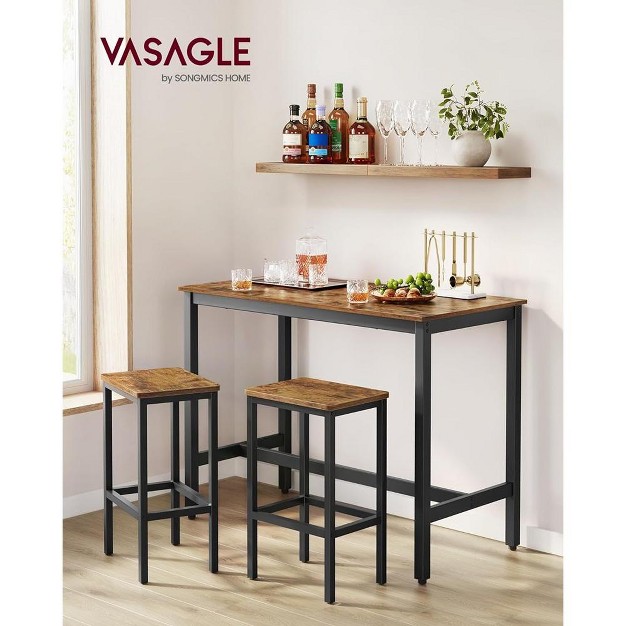 Vasagle Bar Table Set Bar Table With 2 Bar Stools Dining Table Set Kitchen Counter With Bar Chairs Industrial For Kitchen Living Room Party Room