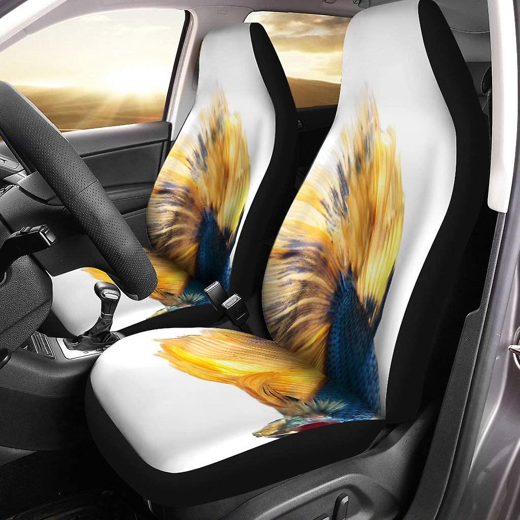 Set Of 2 Car Seat Covers Blue Aggressive Betta Fish Siamese Fighting Splendens Halfmoon Colorful Universal Auto Front Seats Protector Fits D---41567