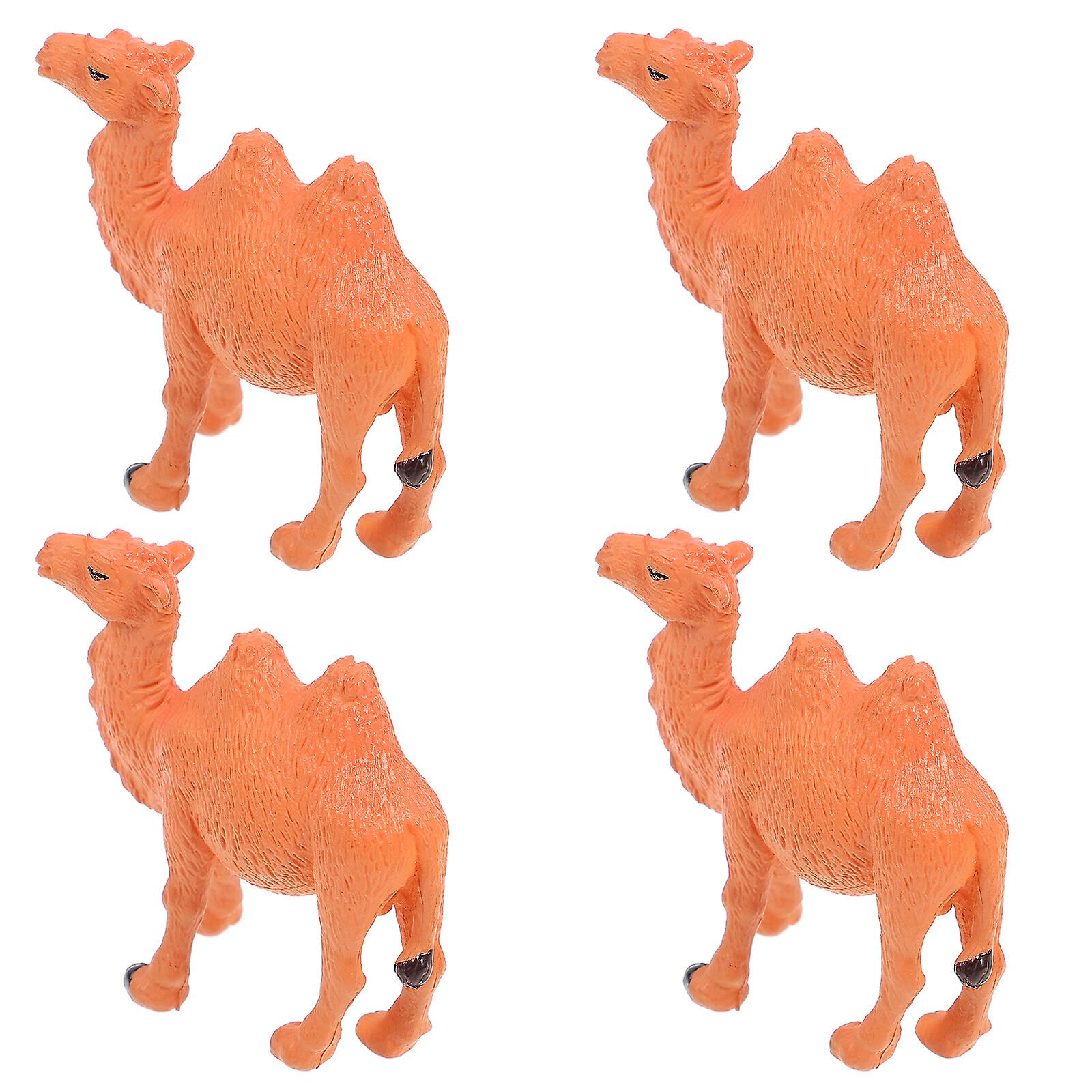 4pcs Miniature Camel Models Pvc Camel Figurine Animal Model Desktop Ornaments Kids Toy