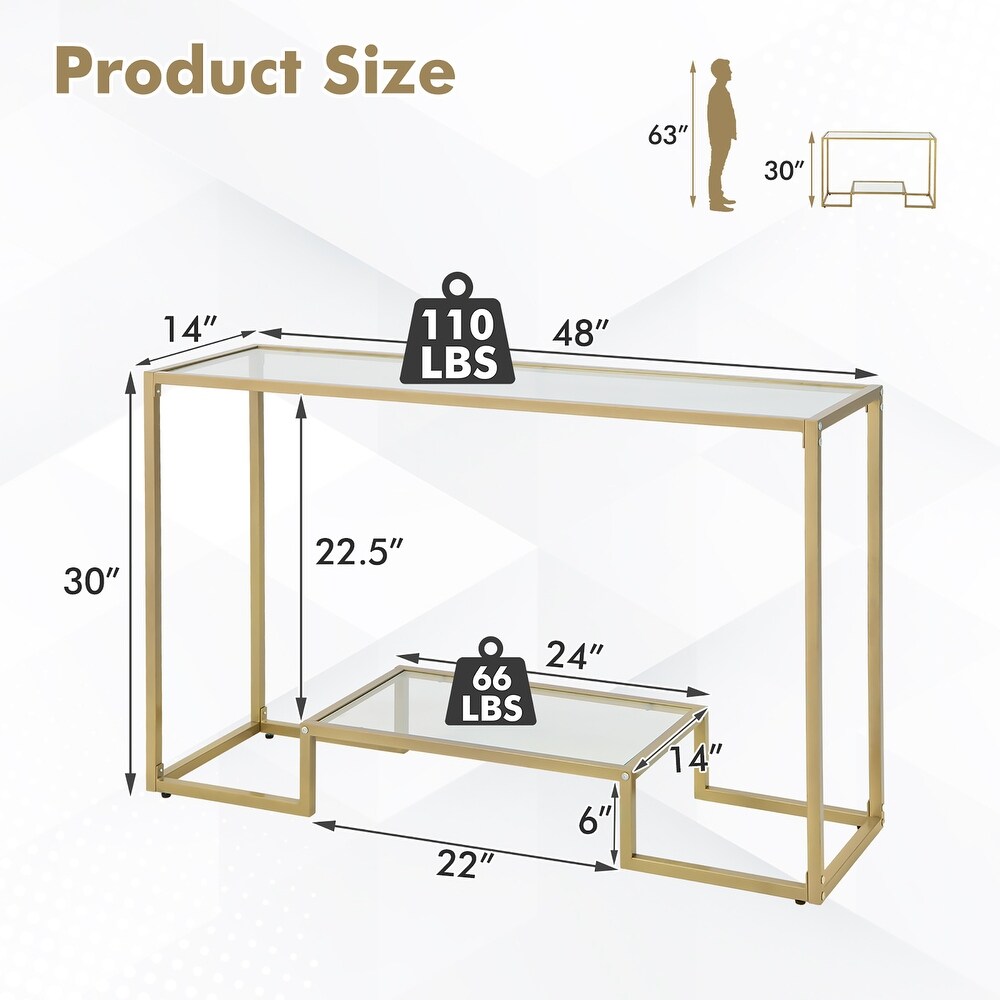 48inch 2 Tier Console Table Modern Entryway Table Narrow Sofa Table