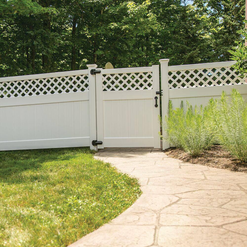 Barrette Outdoor Living Anderson 4 ft. x 6 ft. White Vinyl Lattice Top Fence Gate 73040112