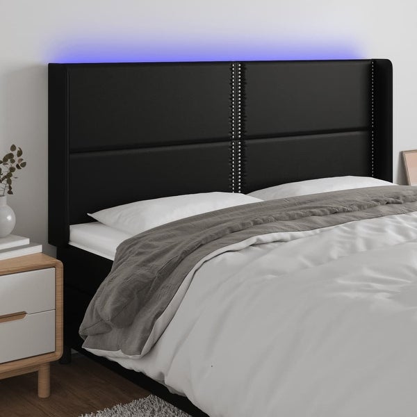 vidaXL LED Headboard Bed Headboard Bedroom Upholstered Headboard Faux Leather - - 37963306