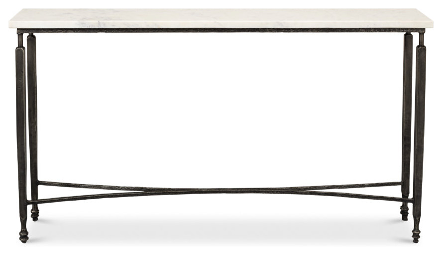 Mykos Console Table White Marble Top Slim   Traditional   Console Tables   by Sideboards and Things  Houzz