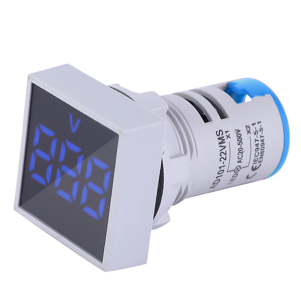 Ac20-500v Led Indicator Light Mini Digital Led Display Voltmeter Square Signal Lamp(blue)