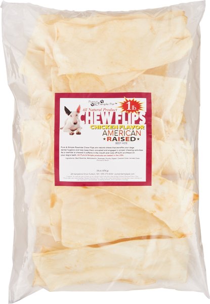 Pure and Simple Pet Chicken Flavored Rawhide Chew Flips Dog Treat