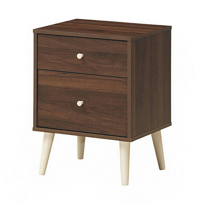 2-Drawer Nightstand Beside End Side Table with Rubber Legs