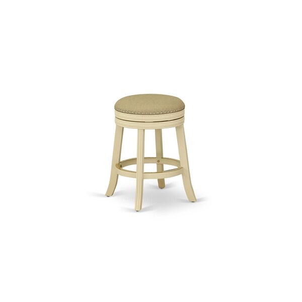 East West Furniture Devers Swivel Backless Barstool 24'' Seat Height And Pu Leather Roast (Color Options Available)