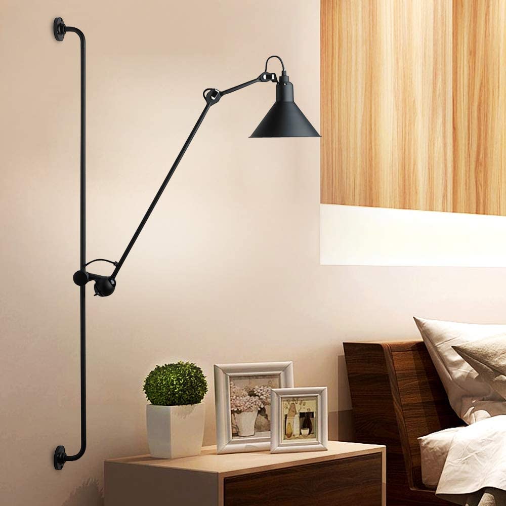 TFCFL Black Retro Industrial Wall Lamp for Bedroom Bedside Living Room