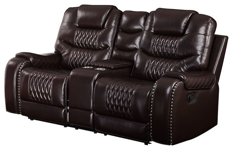 Braylon Loveseat with Console (Motion) in Brown PU   Contemporary   Loveseats   by GwG Outlet  Houzz