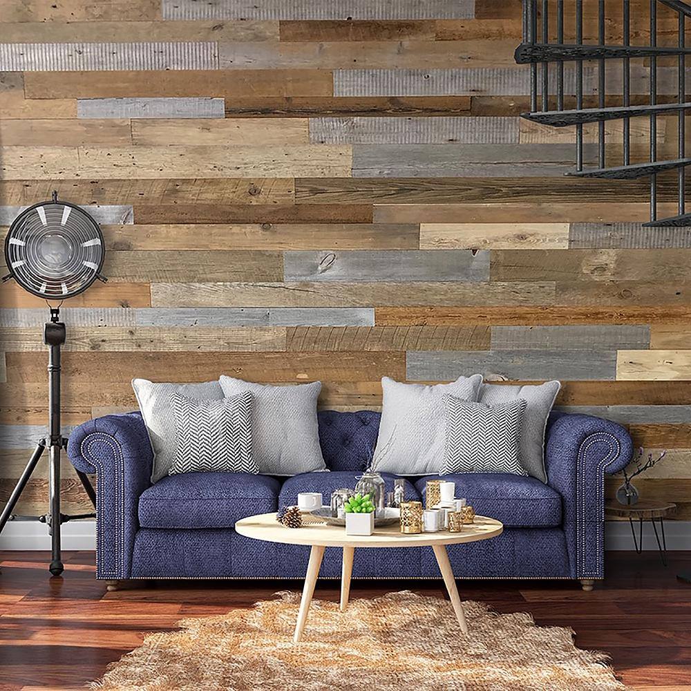 Four Seasons Outdoor Product 38 in. thick x 34or 5 in. W x Varying Lengths Brown  Gray Weathered Barn Wood Straight Edge Plank (20 sq.ft.Pack) RNGB-100