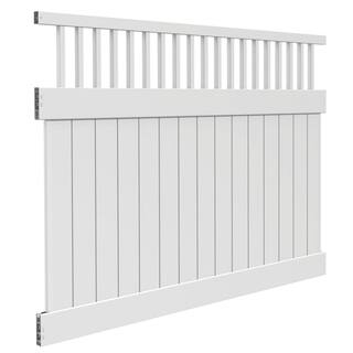 Barrette Outdoor Living Rainier 6 ft. x 8 ft. White Vinyl Closed Picket Top Fence Panel 73040162