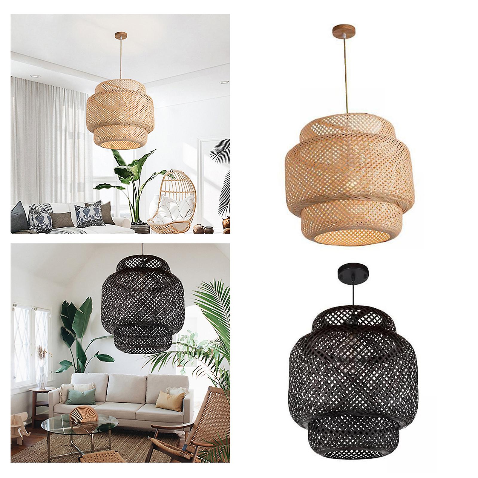 2pcs Woven Bamboo Pendant Light Creative Lamp Home Decor