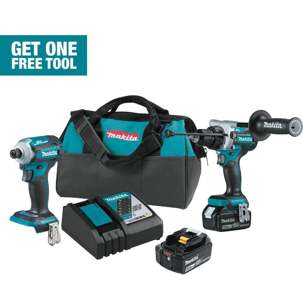 Makita 18V LXT Lithium-Ion Brushless Cordless Combo Kit 5.0 Ah (2-Piece) XT288T