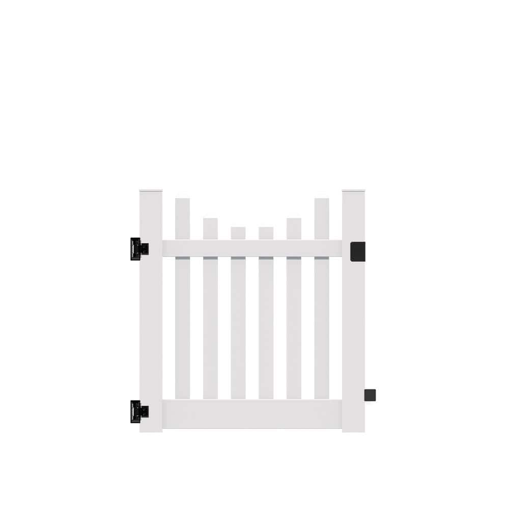 Barrette Outdoor Living Kettle Scallop 4 ft. W x 4 ft. H White Vinyl Un-Assembled Fence Gate 73014759