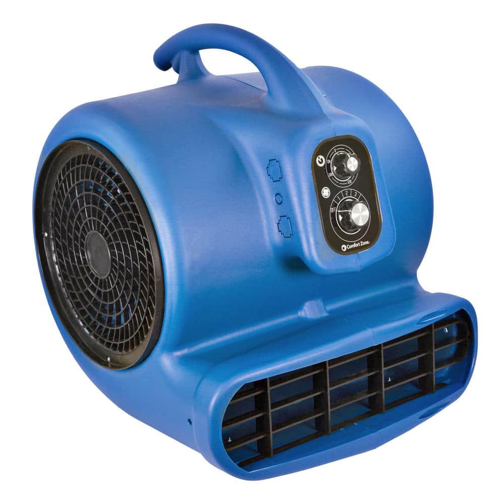 Comfort Zone 12 HP High Velocity Air Mover Carpet Dryer Blower Fan with Timer Blue