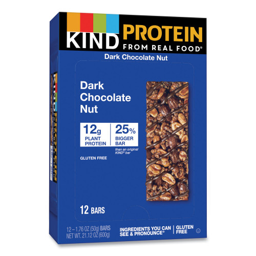 KIND Protein Bars， Double Dark Chocolate， 1.76 oz， 12/Pack (26036)