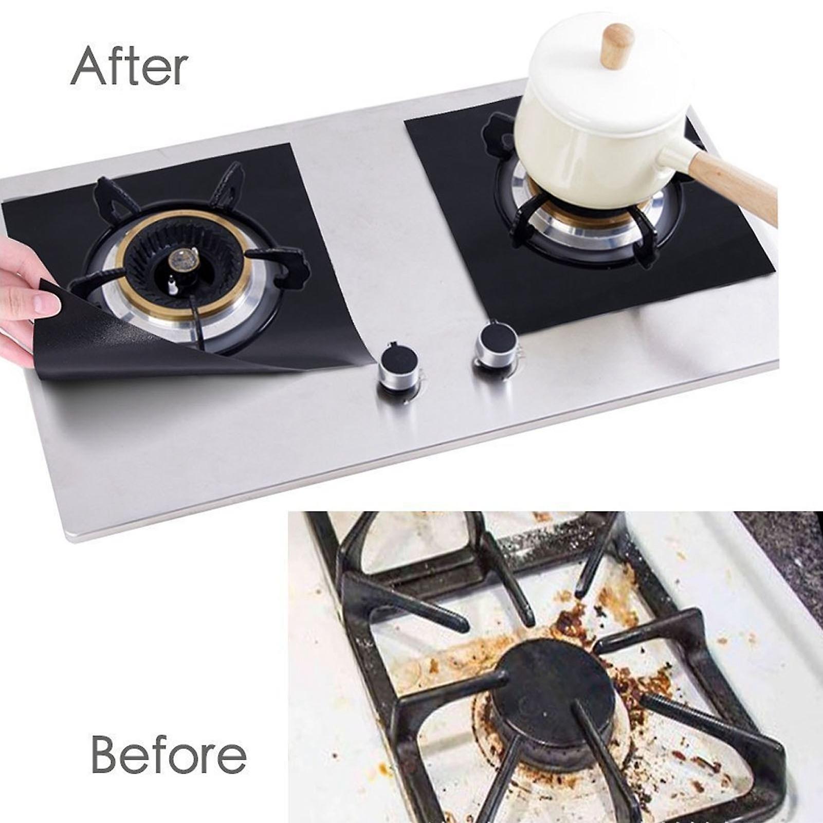 4 Pack Stove Burner Covers， Reusable Thick Gas Range Protectors Non-stick Stovetop Burner Liner For Kitchen Cooking Tool[black]