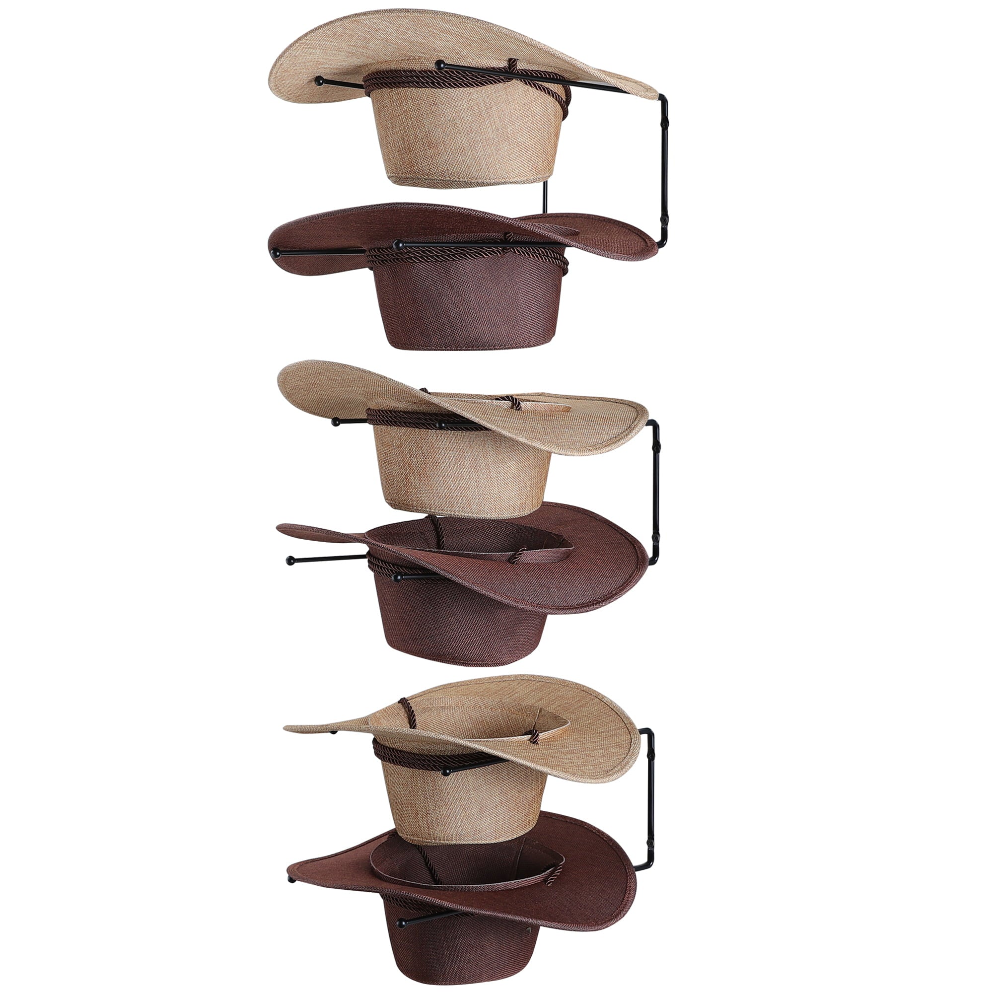 YIGII Cowboy Hat Rack - 6 Pieces Cowboy Hat Holder DIY Hat Hangers for Wall Display， Black Hat Holder Organizer