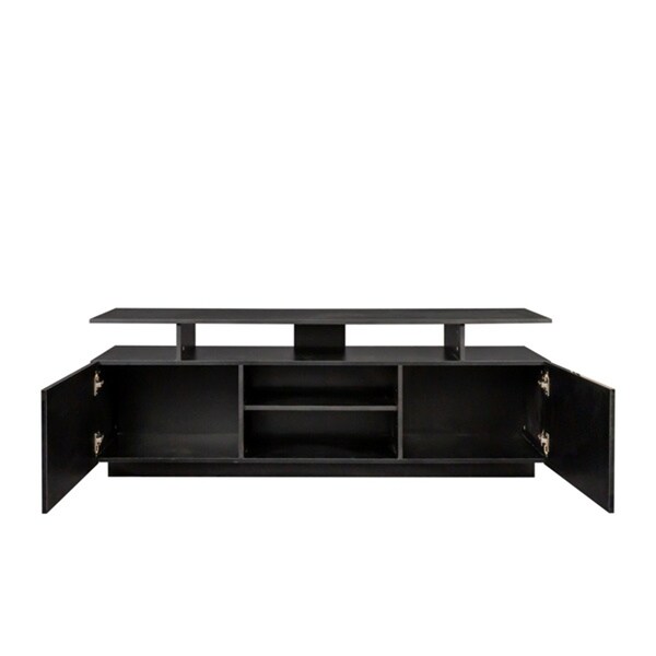 Black Modern LED TV StandTV Media Center for Living Room