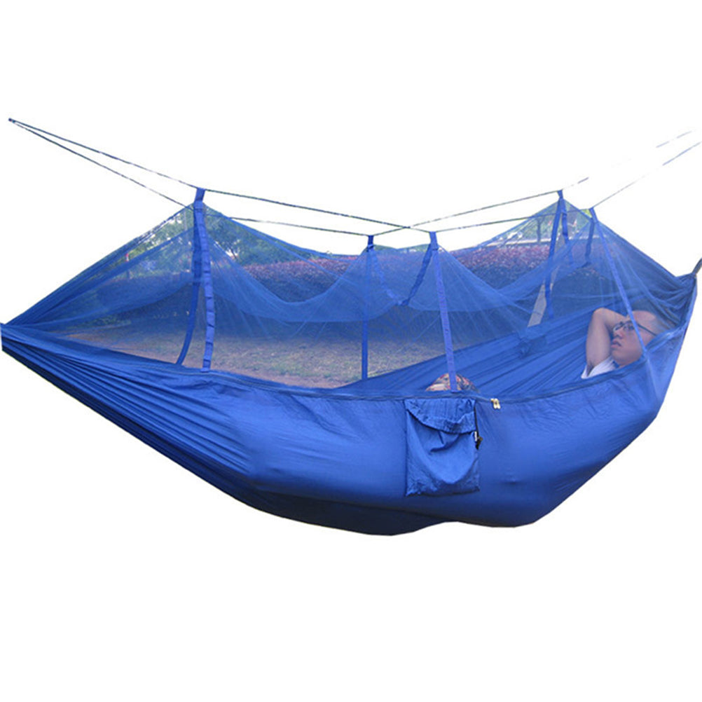 Double Person Travel Outdoor Camping Tent Hanging Hammock Bed With Mosquito Net (Blue)