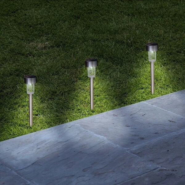 Solar-powered LED Metal Garden Pathway Stake Lights (Set of 16) - 16 Pack