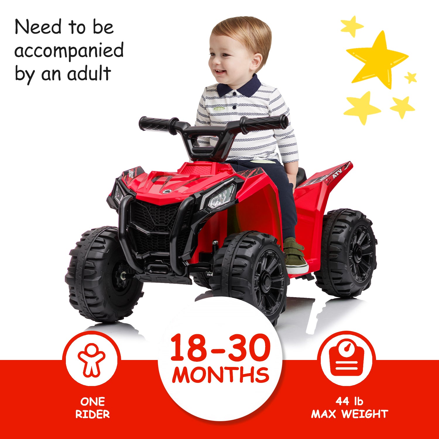 uhomepro 6V Kids Electric ATV 4 Wheels Ride On Cars Toy for Boys Girls, Red