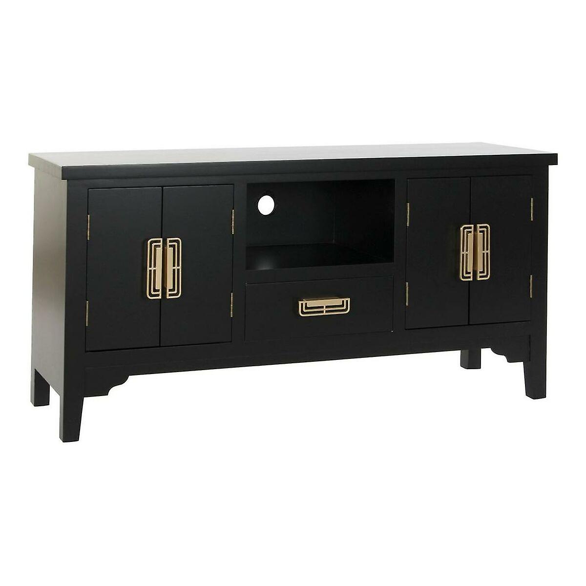 Tv furniture dkd home decor black metal mdf wood (120 x 31 x 56 cm)