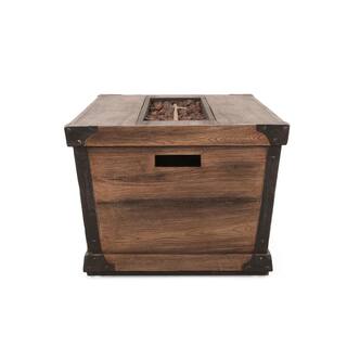 Noble House Kalmia Brown Rectangular Stone Fire Pit (No Tank Holder) 55137