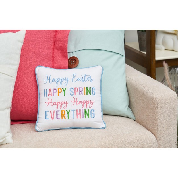 X 10 quot Happy Easter Happy Spring Embroidered Throw Pillow