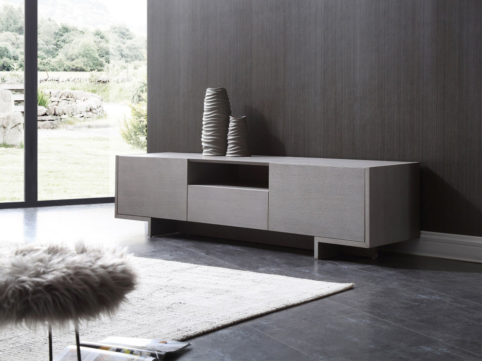 Noah TV Unit High gloss Taupe with dark oak veneer   Transitional   Entertainment Centers And Tv Stands   by Old Bones Co.  Studios  Houzz