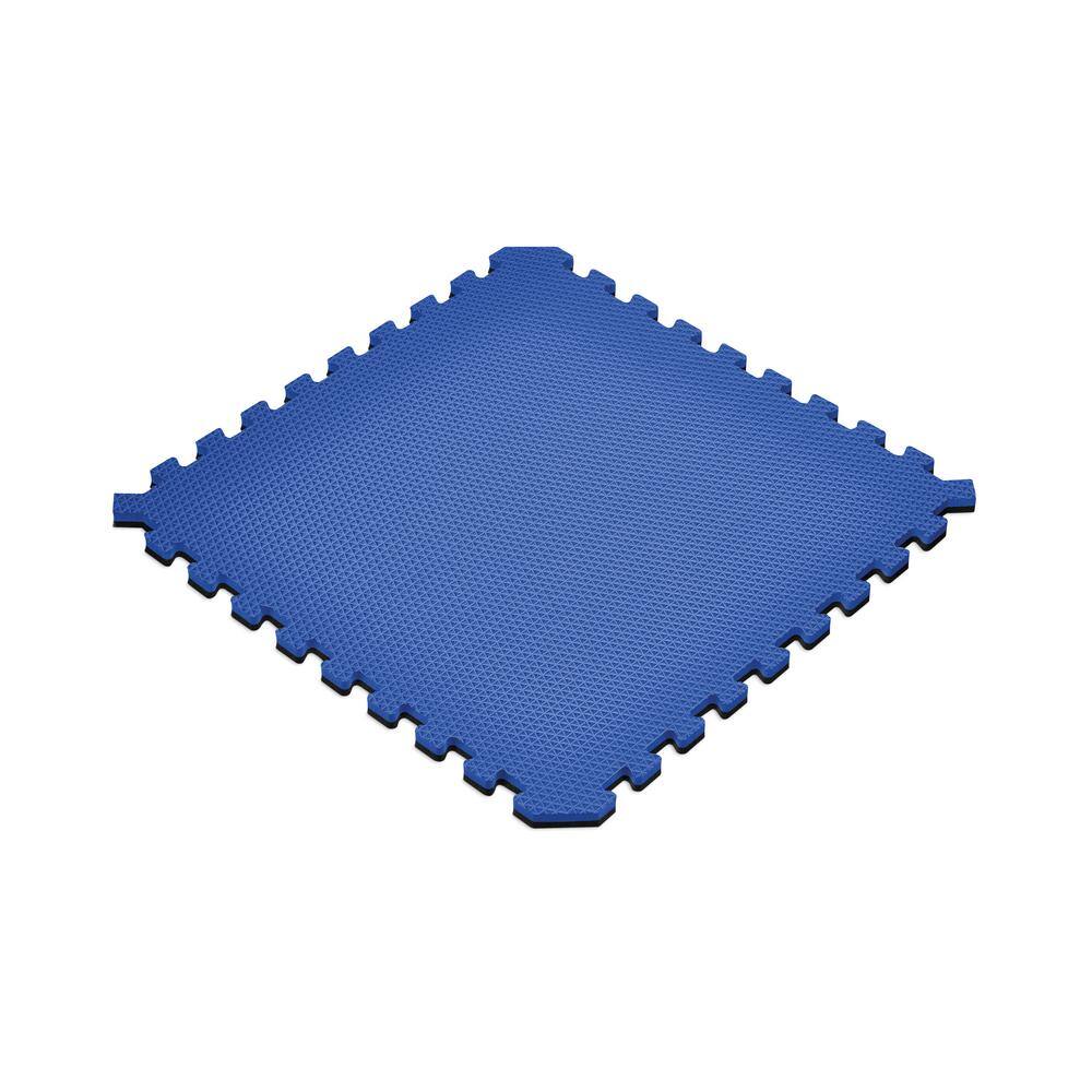 Norsk BlackBlue 24 in. x 24 in. x 0.79 in. Foam Interlocking Reversible Floor Mat (4-Pack) 240179